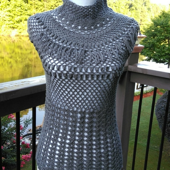 🌴🌅Top, Handmade, Lace, Crochet, Knit, - Picture 2 of 4